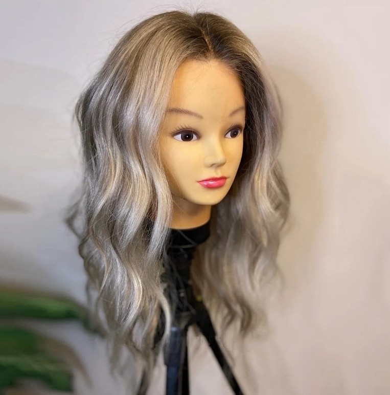 22” Ombre Blonde Grey Wave 100% Virgin Human Hair Wig 13×4 Lace Front Wig