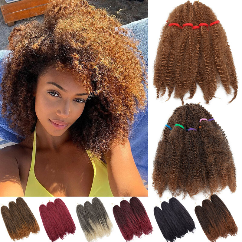 Afro Kinky Bulk Hair Extensions Afro Curly Twist Crochet Braids Ombre as Human