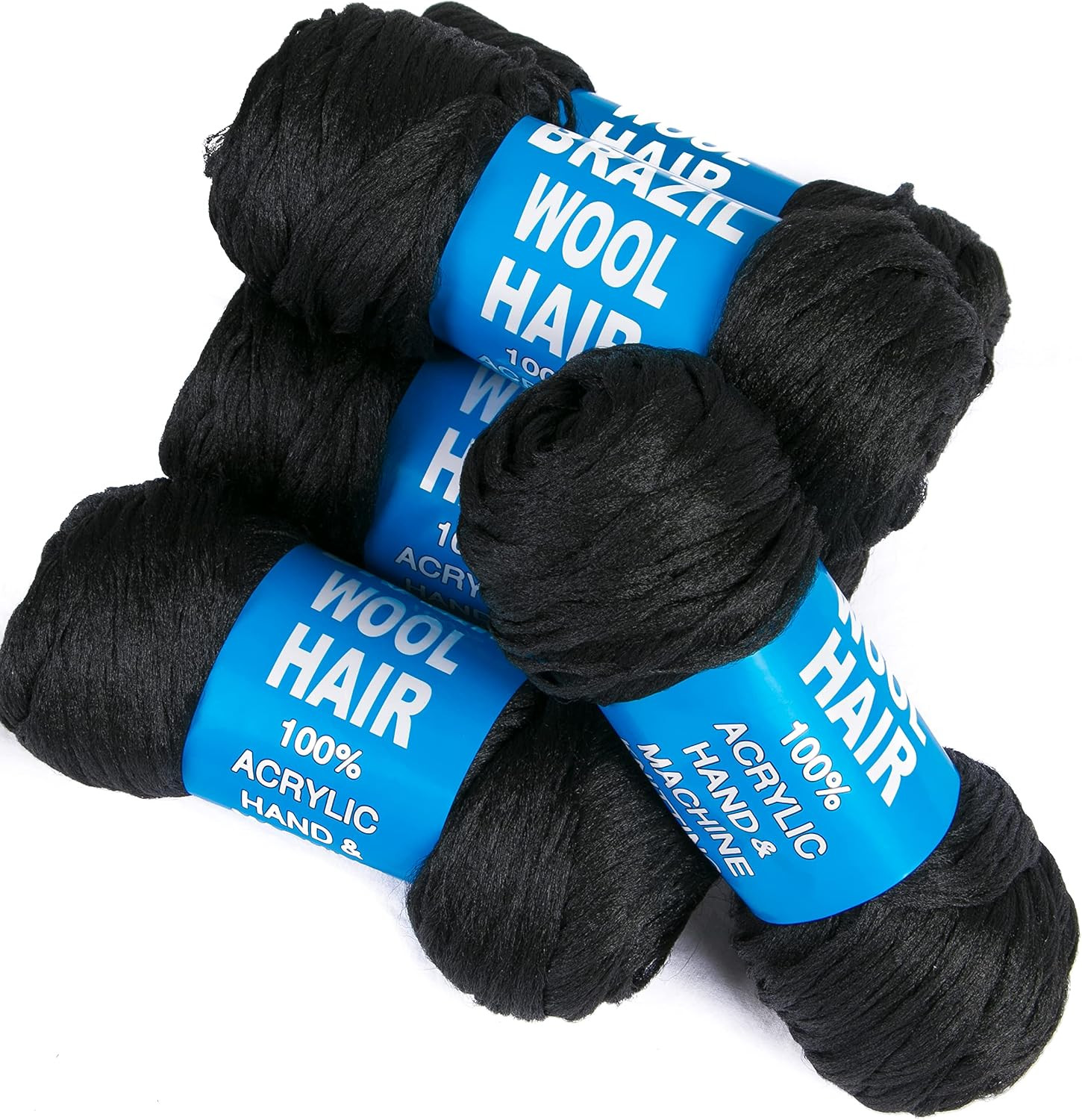3Pcs Brazilian Yarn Wool Hair Arylic Yarn for Hair Crochet Braid Twist Warps