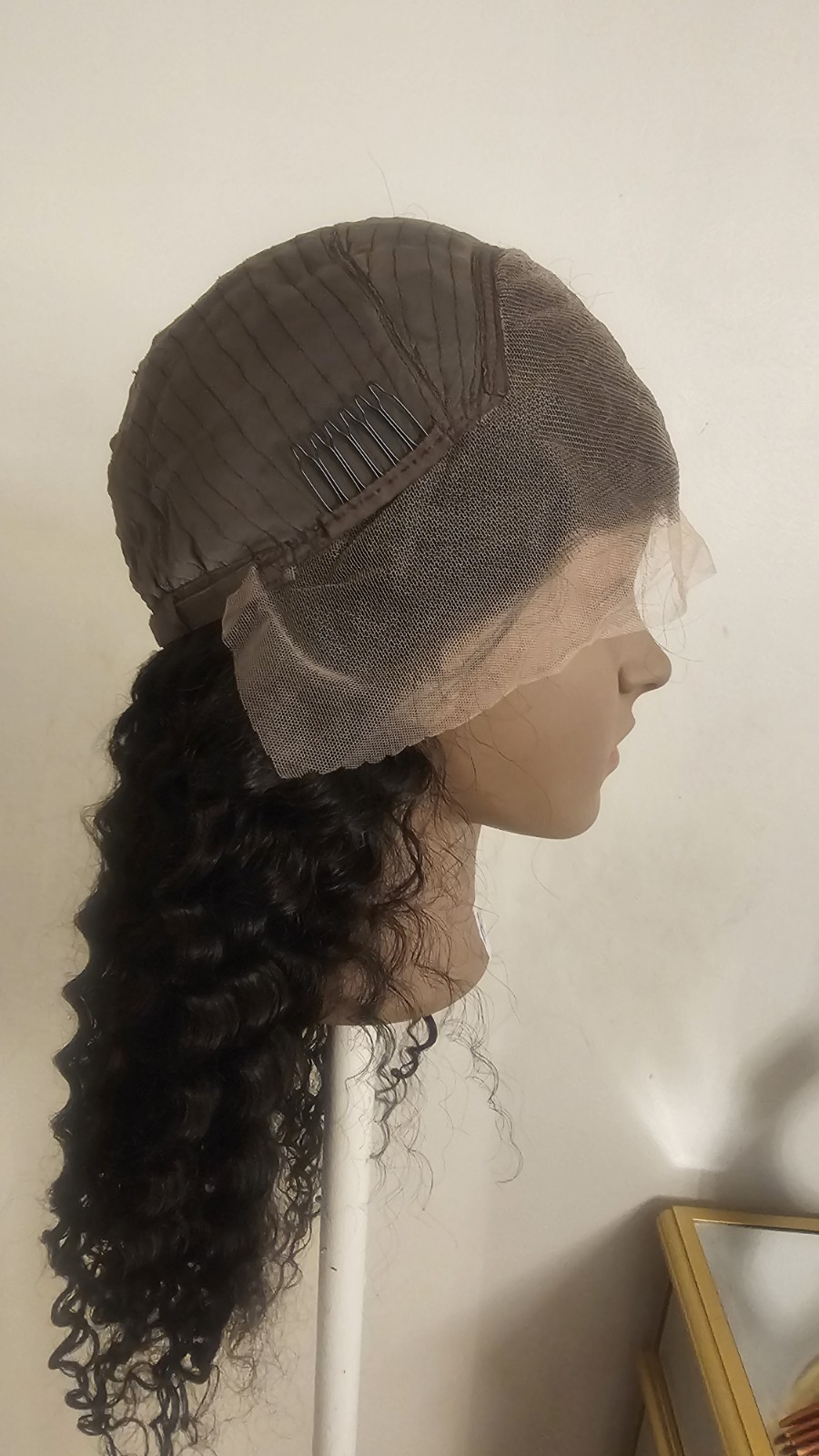 High Quality natural 24 ” water wave 100% Virgin Human Hair Lace closure Wig.