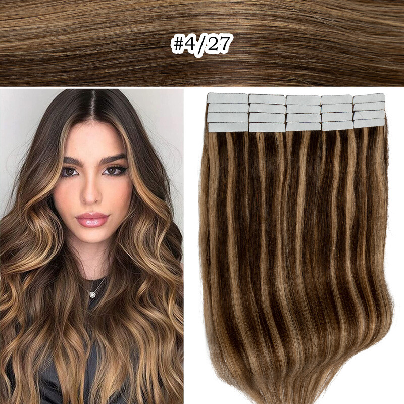 150g Thick Tape In 100% Remy Human Hair Extensions Skin Weft FULL HEAD Highlight