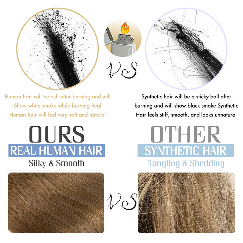 100% Real Human Hair Clip in Hairpiece Topper Top Toupee for Women Thinning Hair