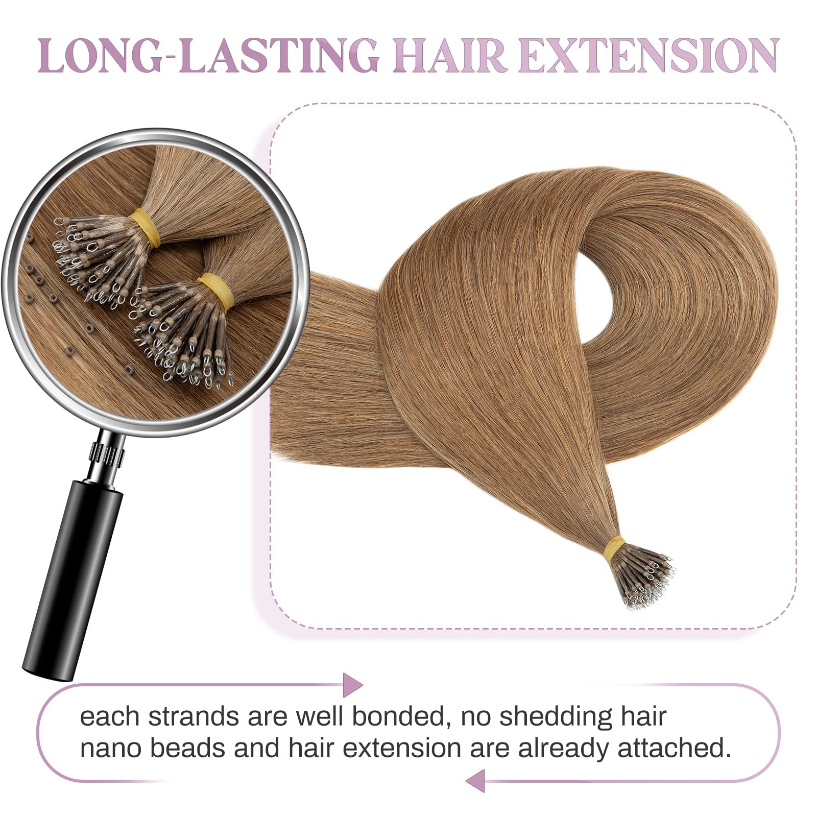 My-Lady Nano Bead Hair Extensions Human Hair Invisible Nano Ring Hair