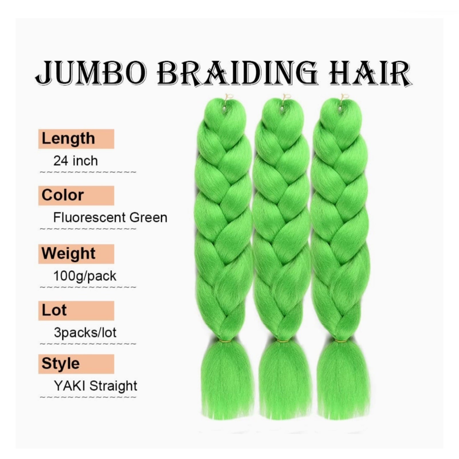 24″ 3pks Jumbo Hair Extension kanekalon Braiding Hair Box Twist Braid For Human
