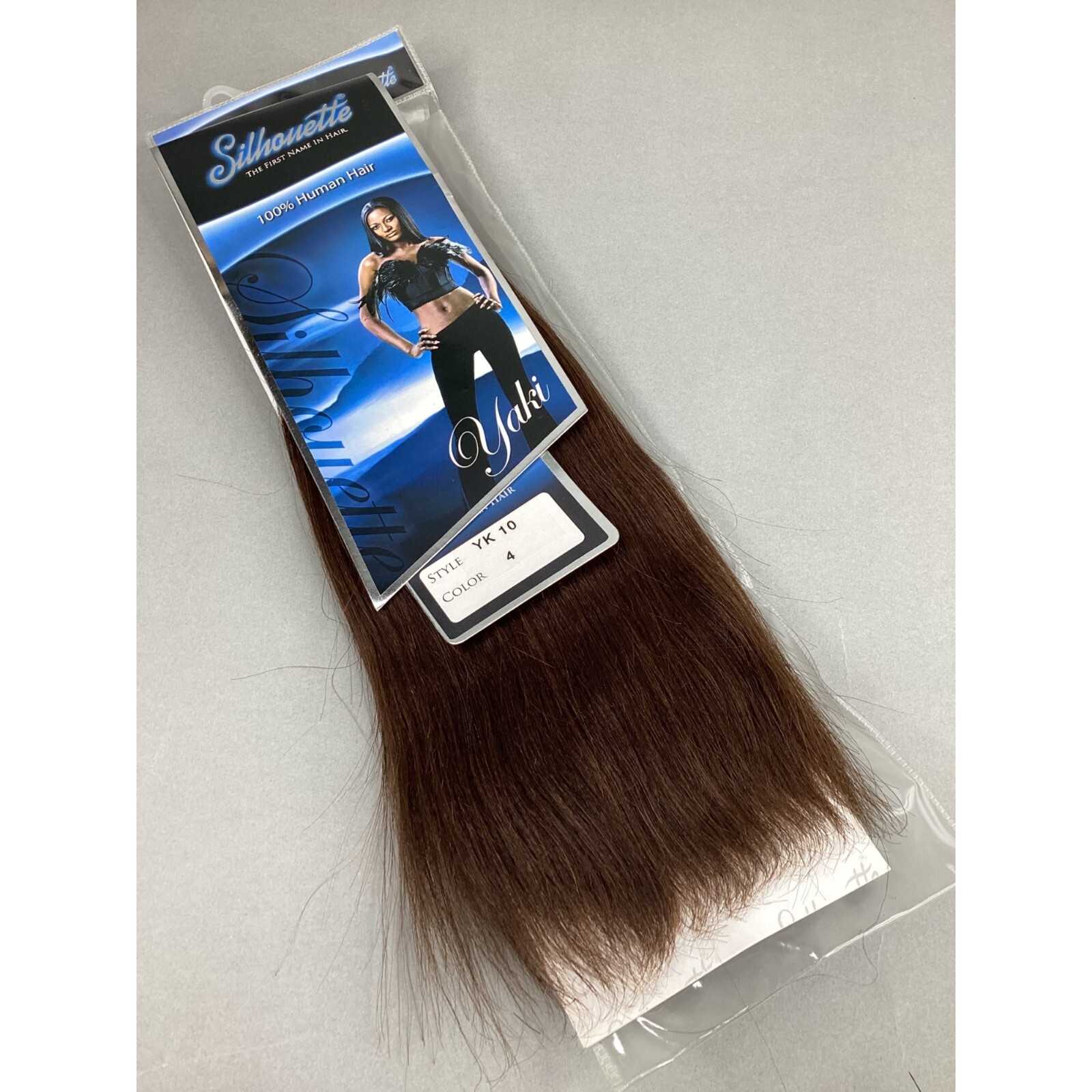Silhouette #4 Dark Brown 10” Yaki Straight 100% Human Hair Extensions