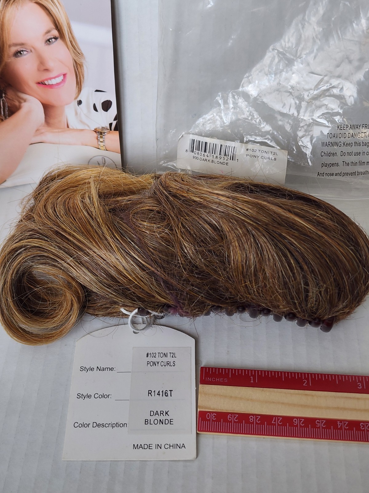 TONI BRATTIN Ponytail Curls | Dark Blonde | 4″ Claw Clip | New