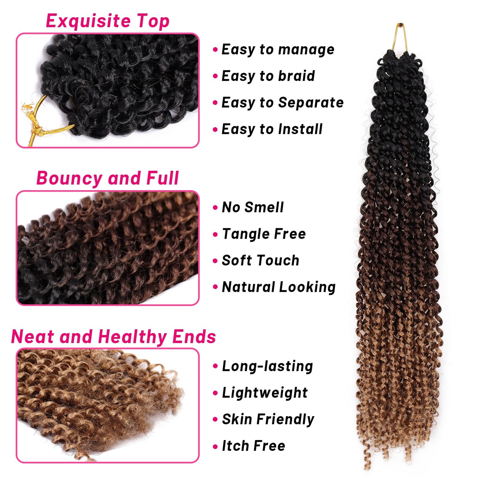 Dorsanee Ombre Passion Twist Hair 22 Inch 7 Packs Water Wave Crochet Hair Long