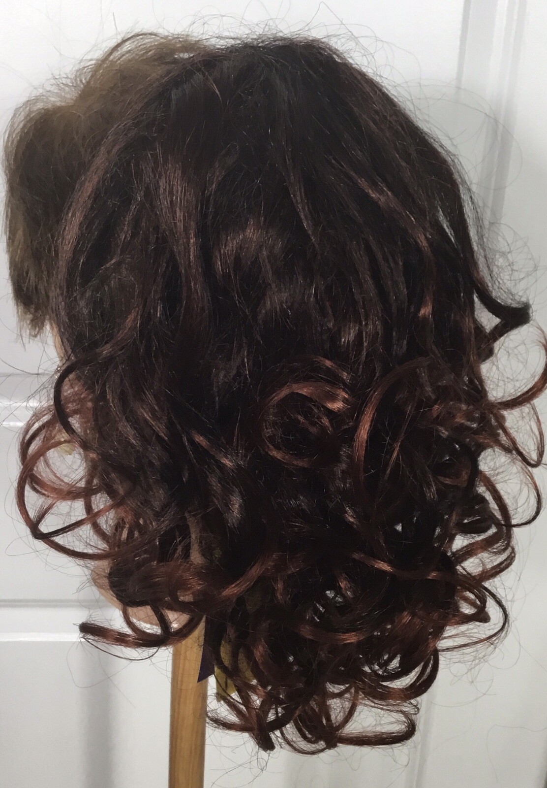 New! ISIS Collection Wrap-N-Tie Hairpiece Soft Curls Dark Brown /Red (6-ISS) NWT