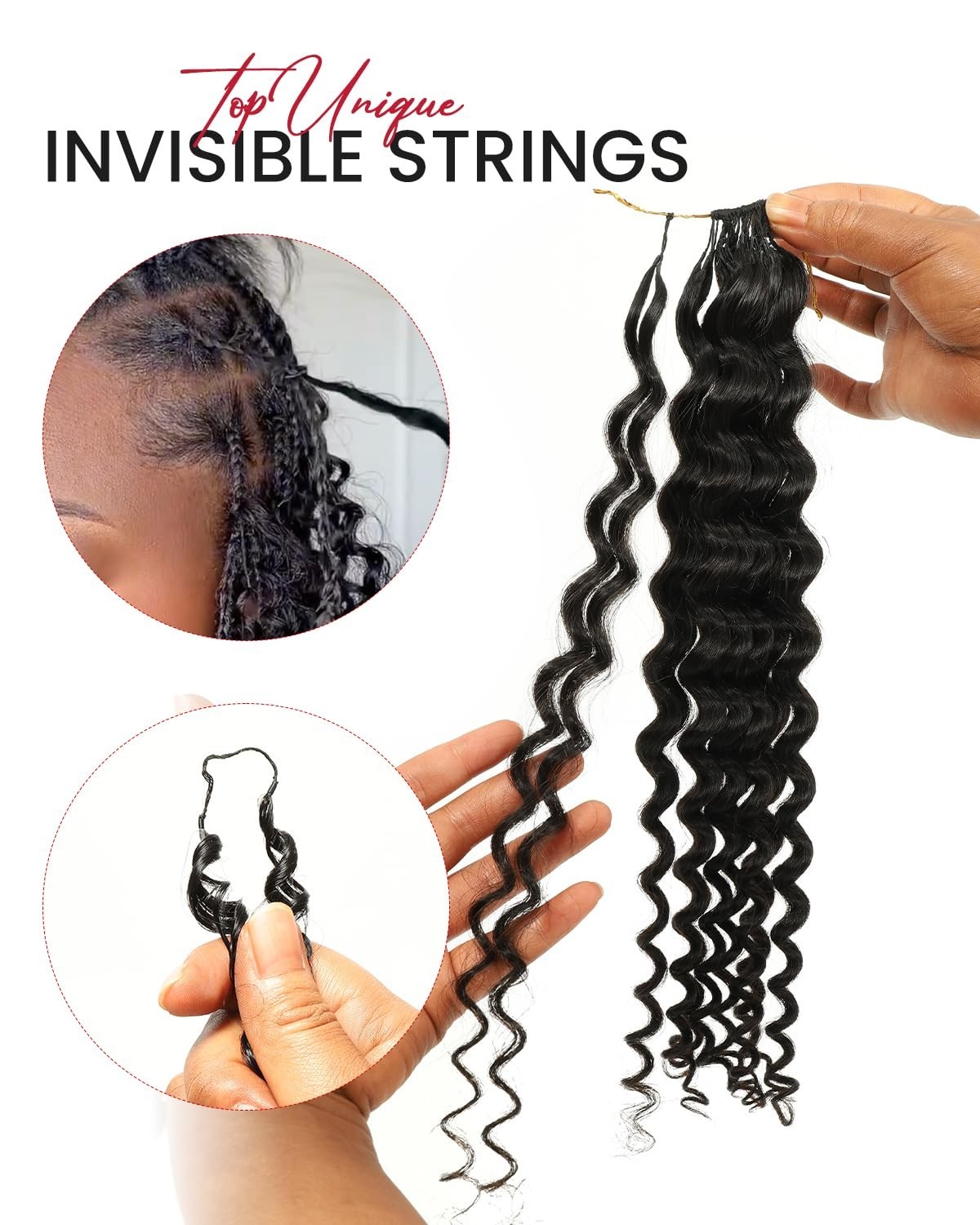 20 Inch Deep Wave Pre-Separated Crochet Human Hair 160g #NC Natural Black Color