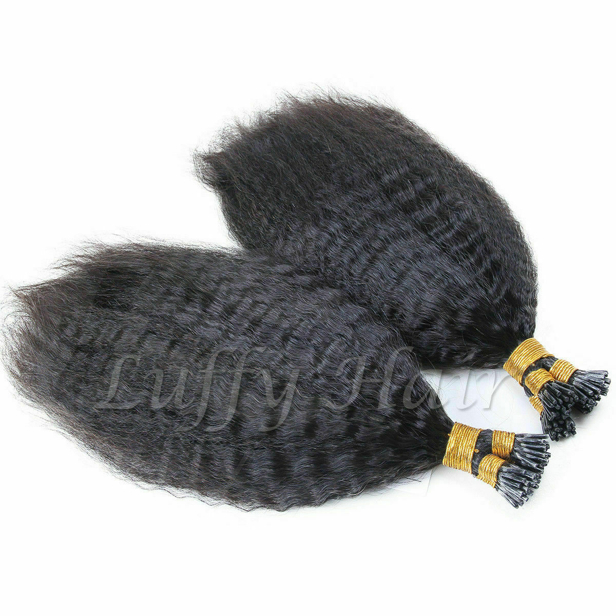 Kinky Straight I Tip Human Hair Extension Coarse Italian Yaki I Tip Hair 100pcs