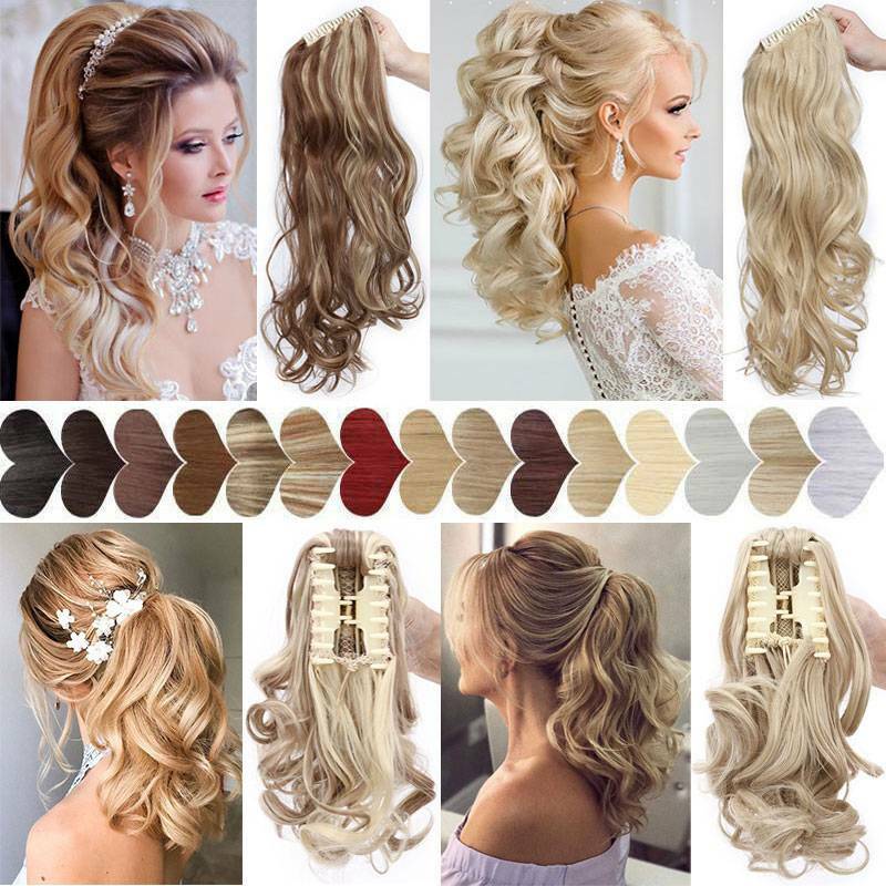Thick Claw on Ponytail Hair Piece Clip in Hair Extension As Human Hair For Woman