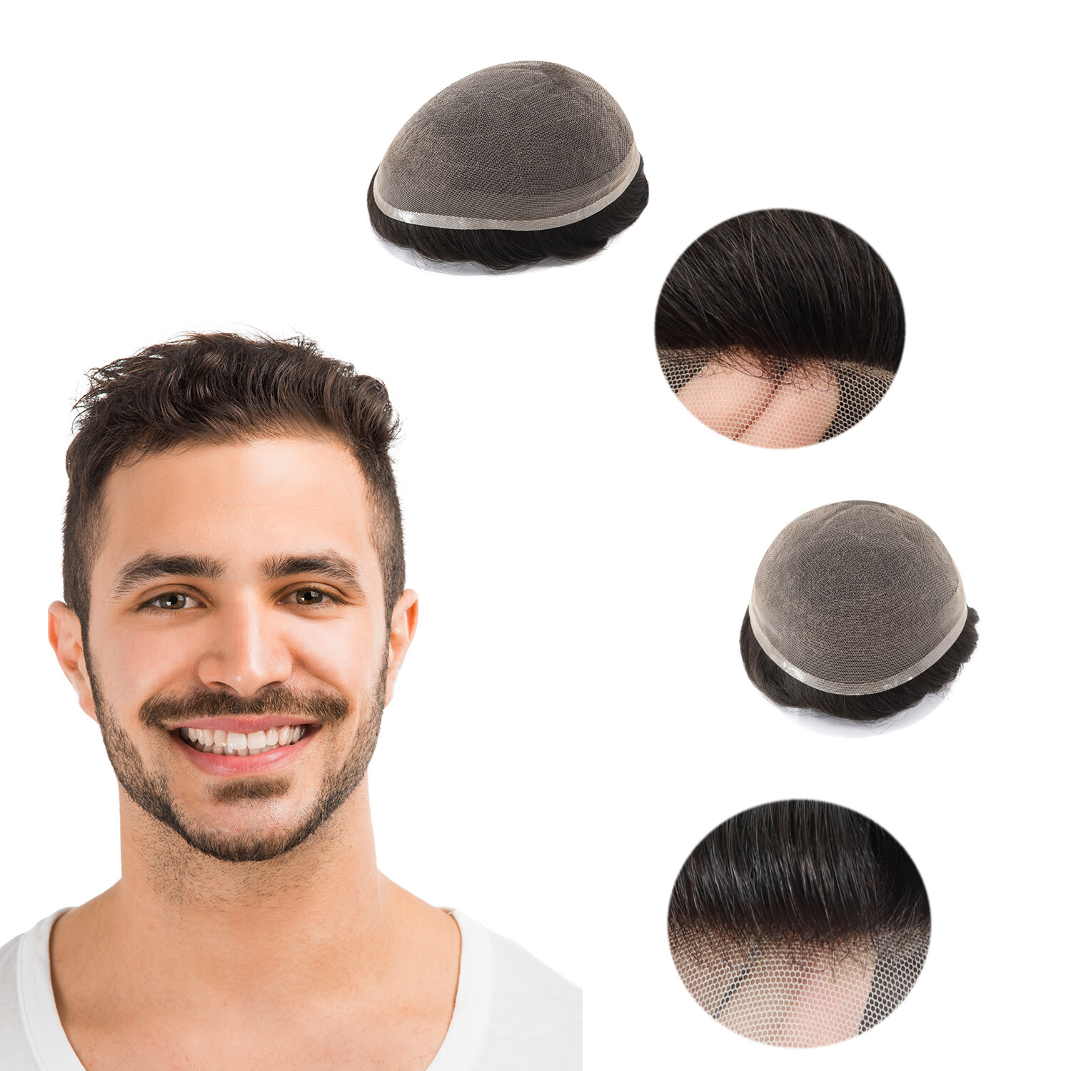 Mens Toupee Hairpiece Human Hair Replacement System Full LACE Basement Wig 6X9