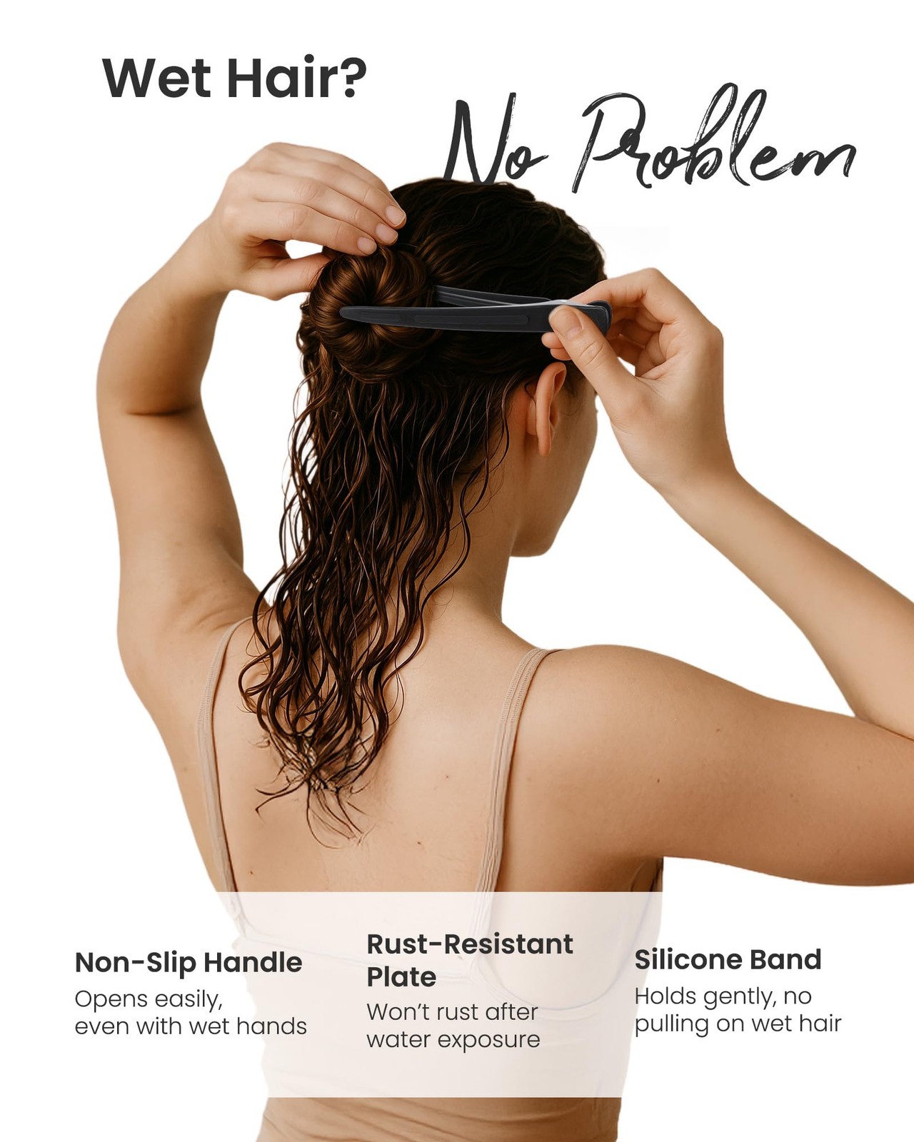 AIMIKE Extended Sectioning Hair Clips w/Built-in Silicone Band, 4.8″…