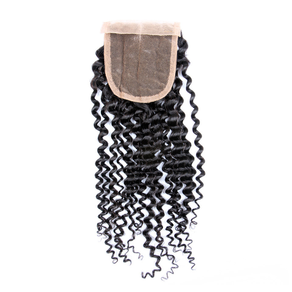 Jerry Curl 4×4 Lace Closure Premium Virgin Human Hair Free Part Natural Black