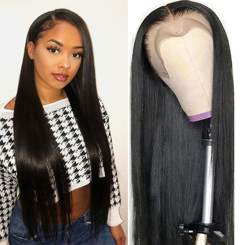 Plucked 22″ Lace Front Women Hair Straight Wig Bleached Knots With Baby Hair USA
