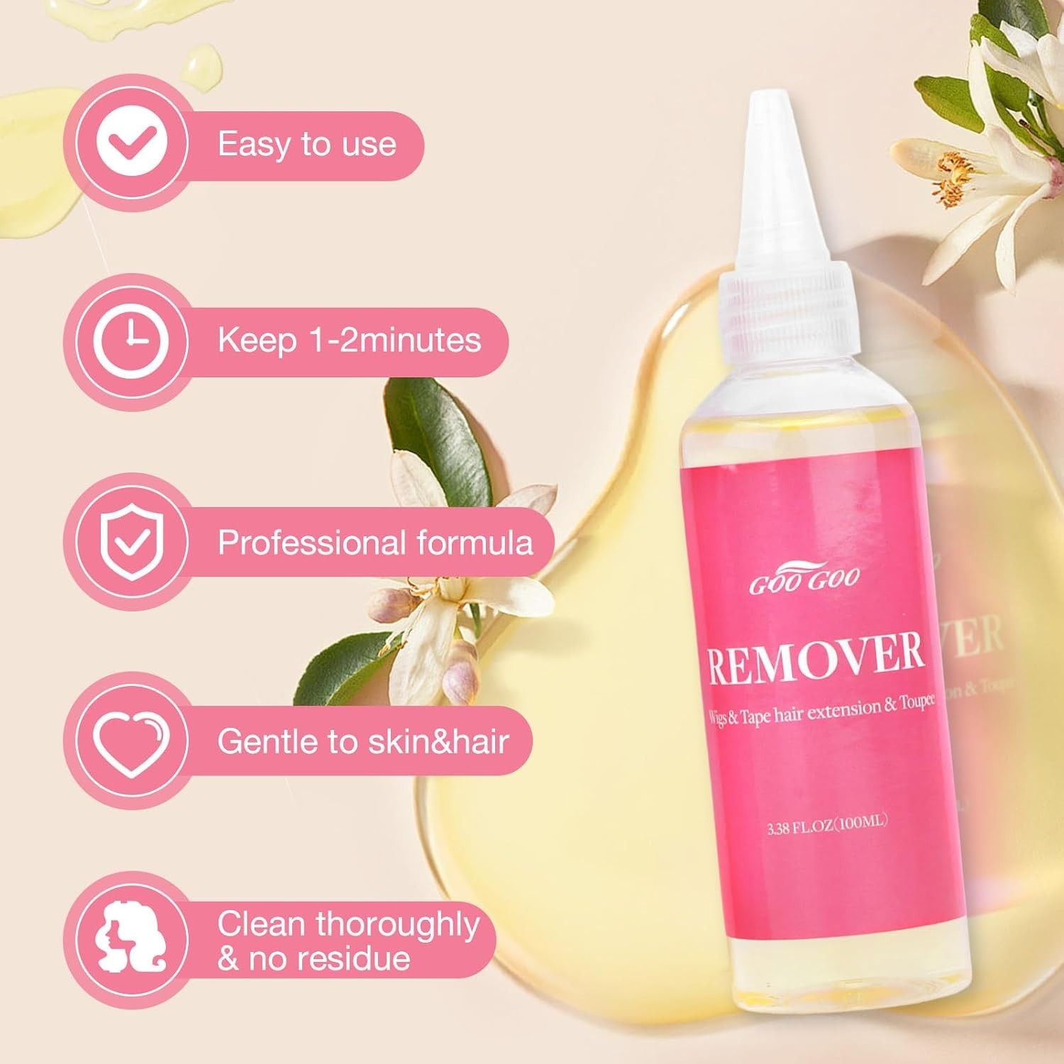 Gentle Solvent-Based Hair Glue Remover 100ml – Effortless Tape-In Extension Care