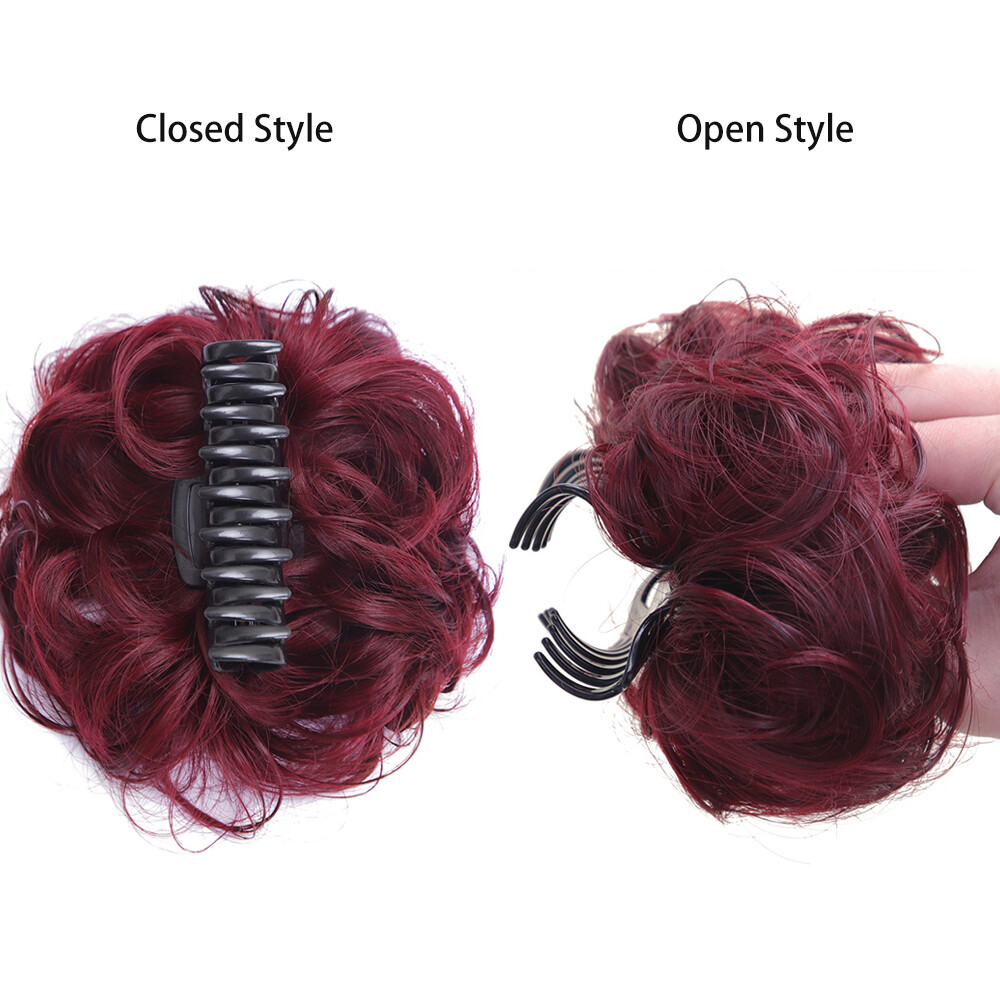 Mini Messy Curly Hair Bun Claw Clip in Chignon Updo Cover Hairpieces As Human