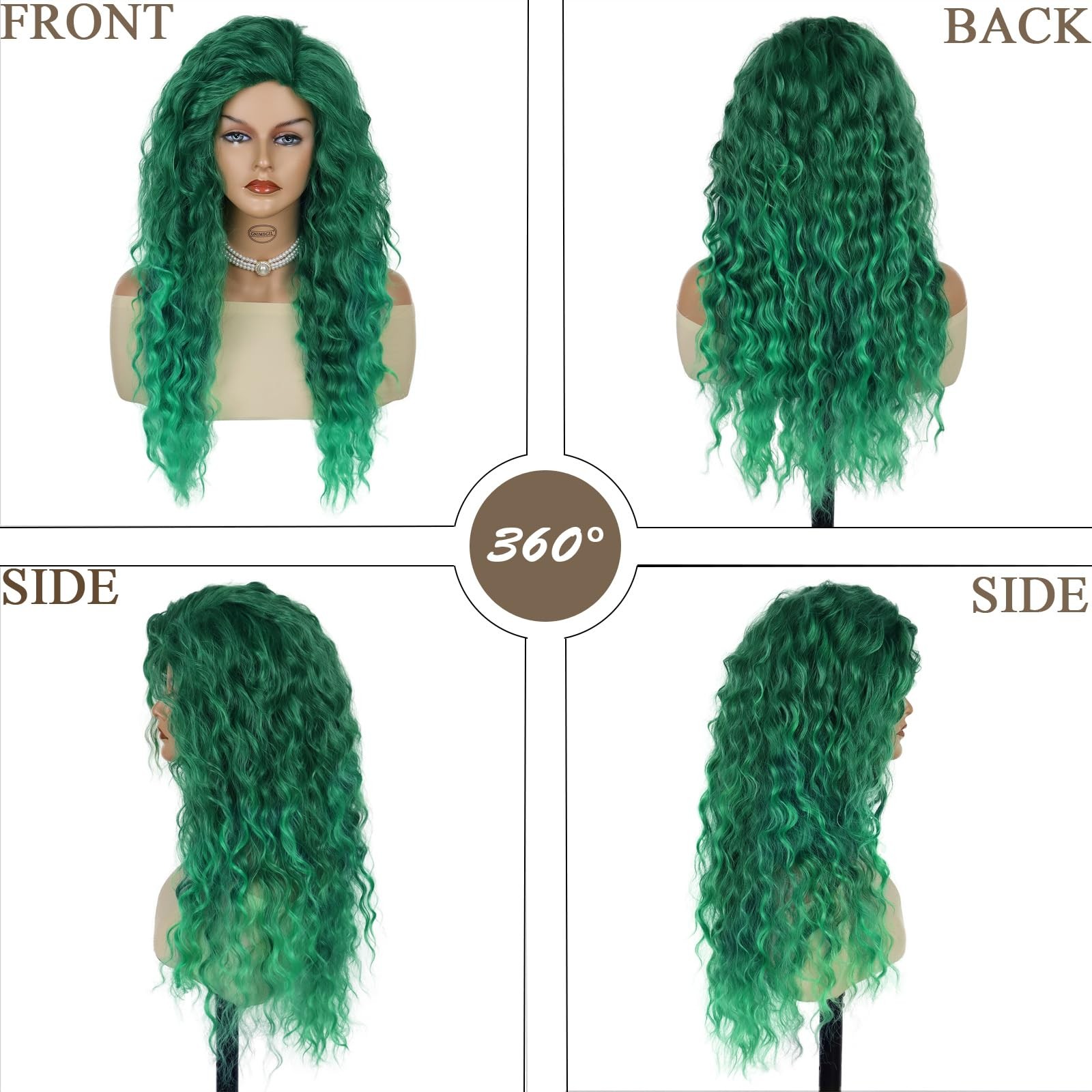 28 inch Long Curly Wigs for Women Green Wig Cosplay Thick Hairline St. Patric…