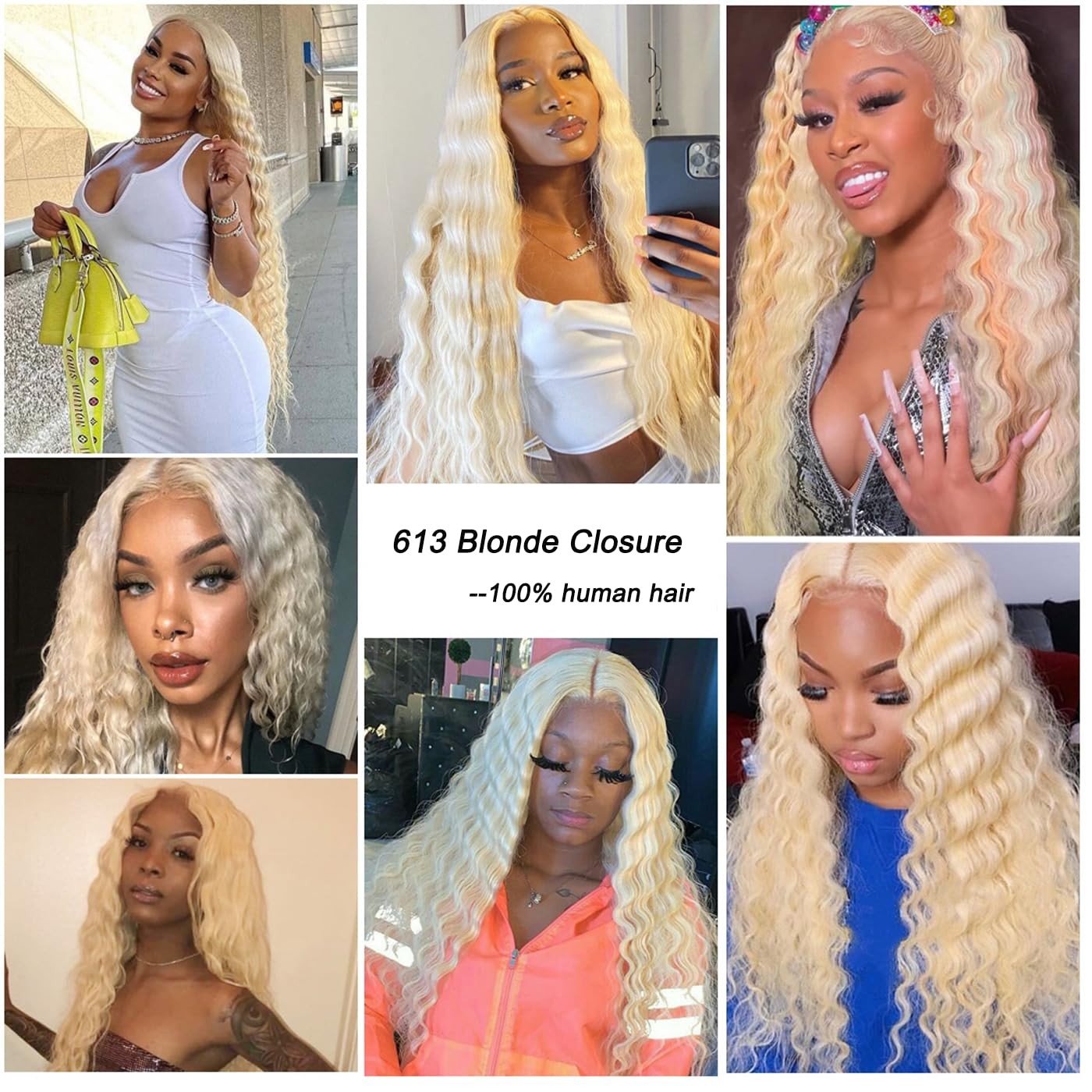 Kafeier Blonde 613 Closure Deep Wave Part Blonde Closure Human Hair Indian Remy