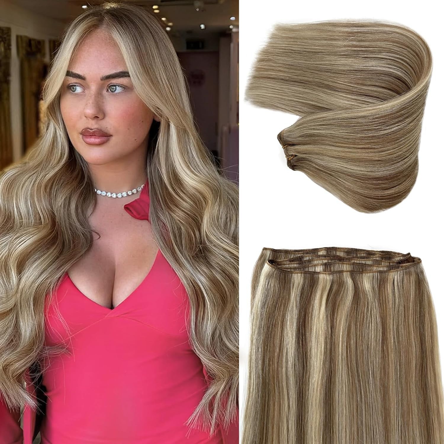 Sew in Hair Extensions Real Human Hair Double Weft Weaves Remy Hair Thick16-28in