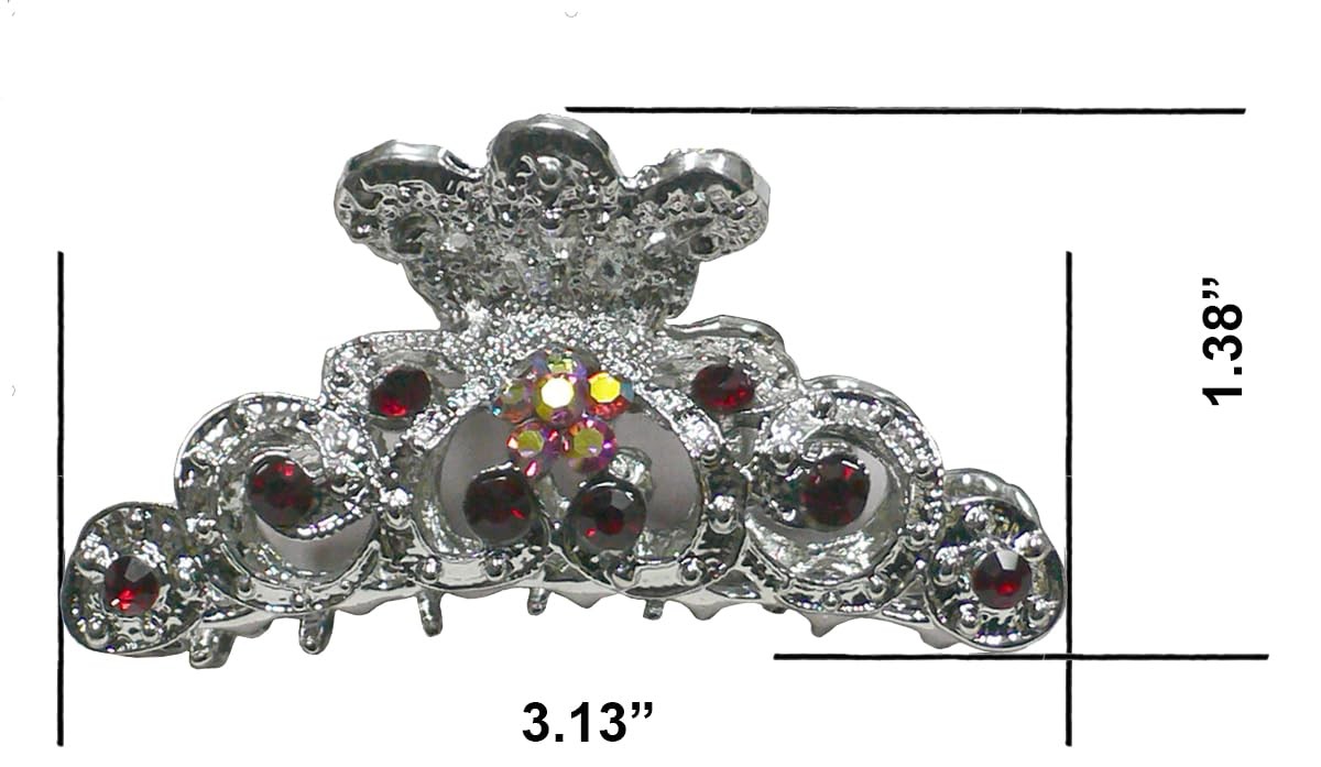 JCGY Set of 2 Crystal Jaw Clips Metal 1 Count (Pack 2), goldSapphire Siam