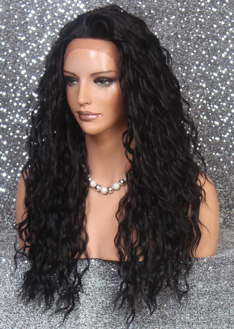 HEAT OK Full Lace Front wig Darkest Brown Spanish No part Wavy NBH 2