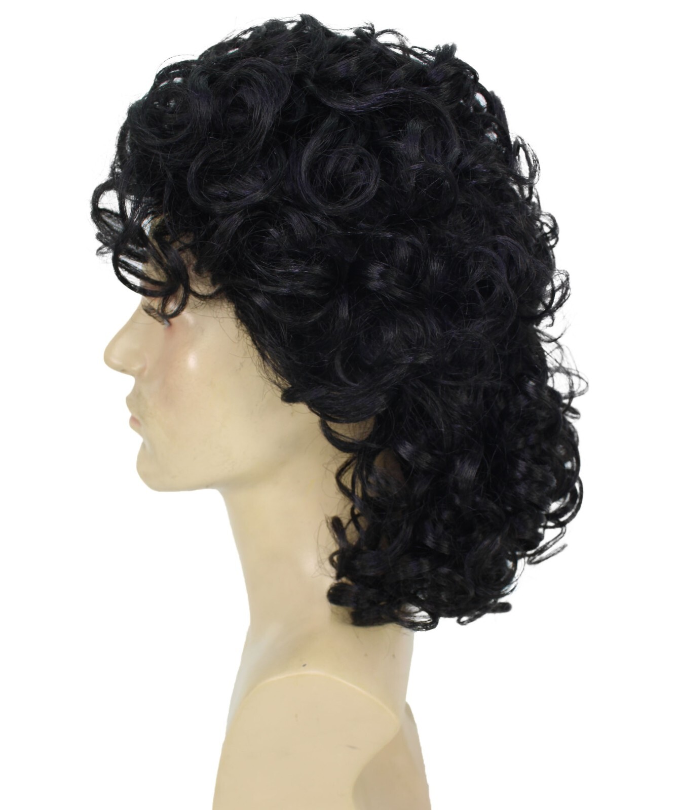 Adult Men’s Retro Pop Star and Pop King Black Curly Wig I Black Color I HM-1635