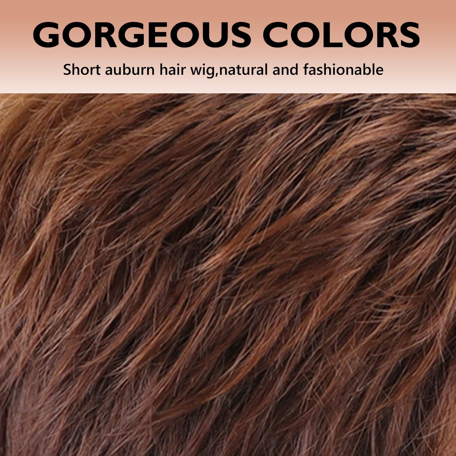 Short Auburn Layered Straight Synthetic Wig Natural Style 16E080316