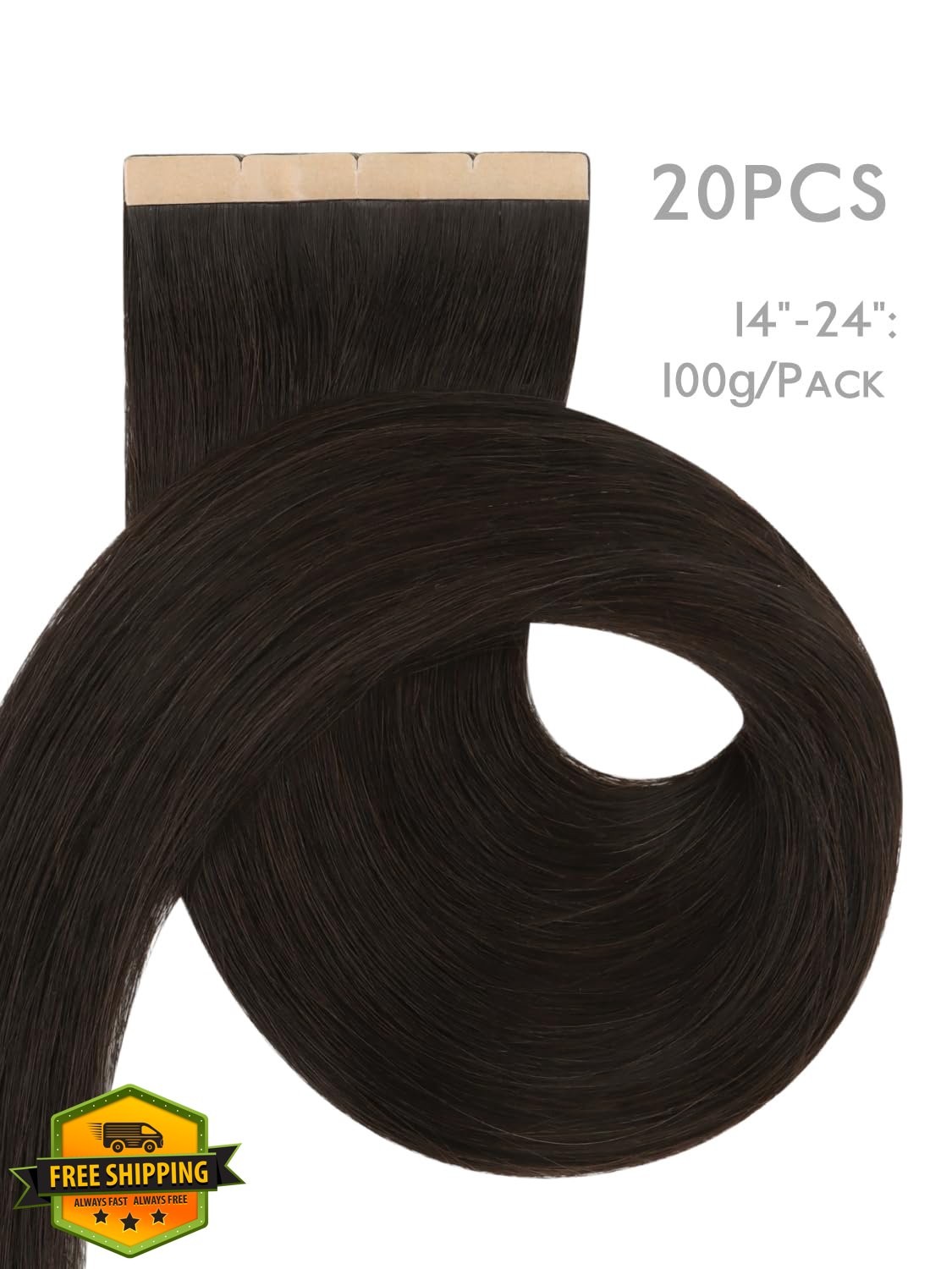 Wennalife Tape Hair 8cm-24 Inch #2 Dark Brown