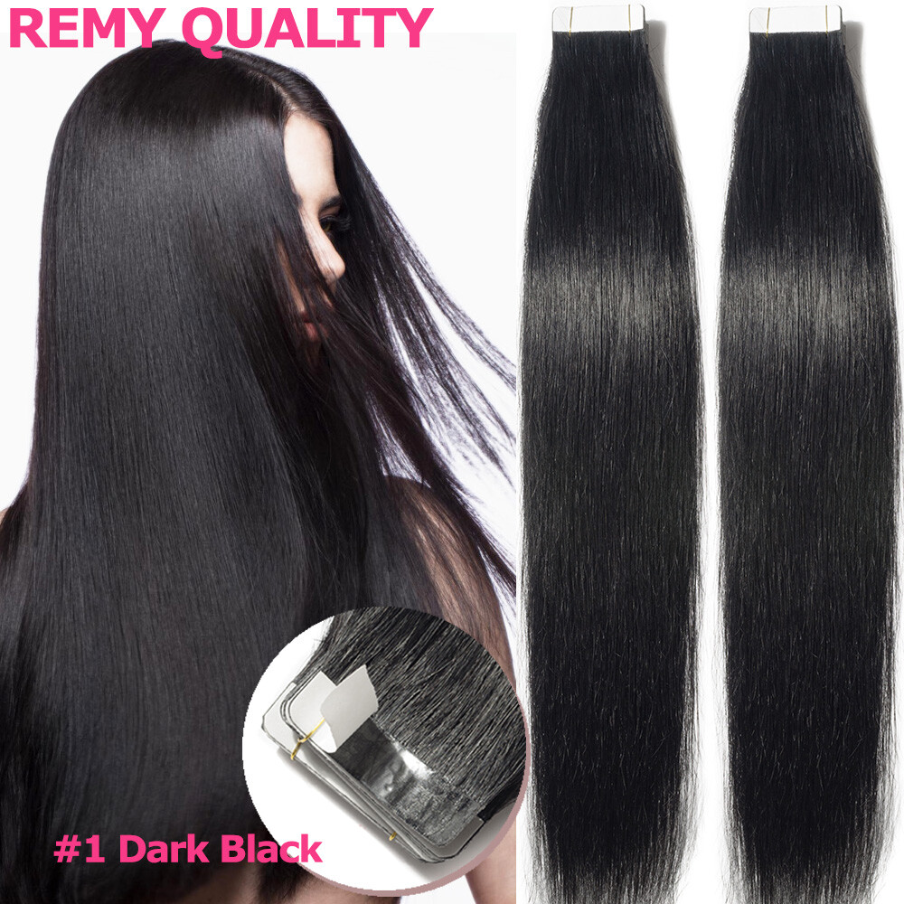 Wavy 100% Tape In Russian Remy Human Hair Extensions 60pcs 150gr Real Full Head