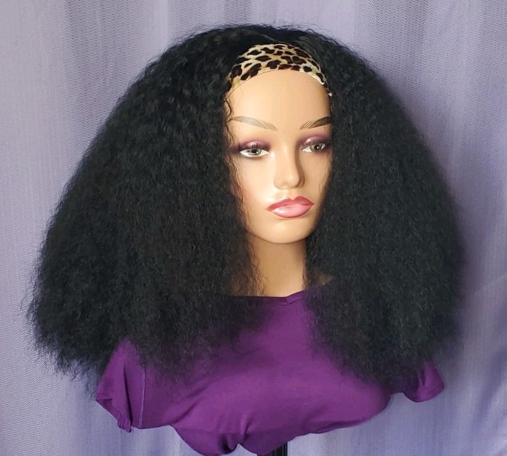 Headband synthetic afro kinky straight hair wig 14inches and 18 inches