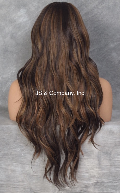 Heat OK Human Hair Blend Mono Top Full LACE FRONT WIG Brown mix L Mono Part AUR