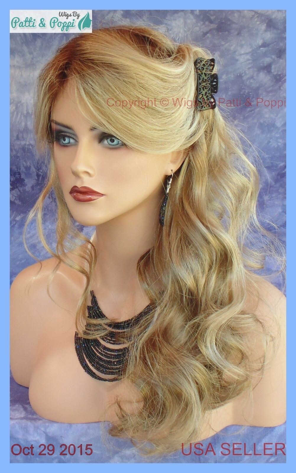 BRIANNA LACE FRONT MONOPART WIG BY ENVY SPARKLING CHAMPAGNE HOT DAZZLING WAVES