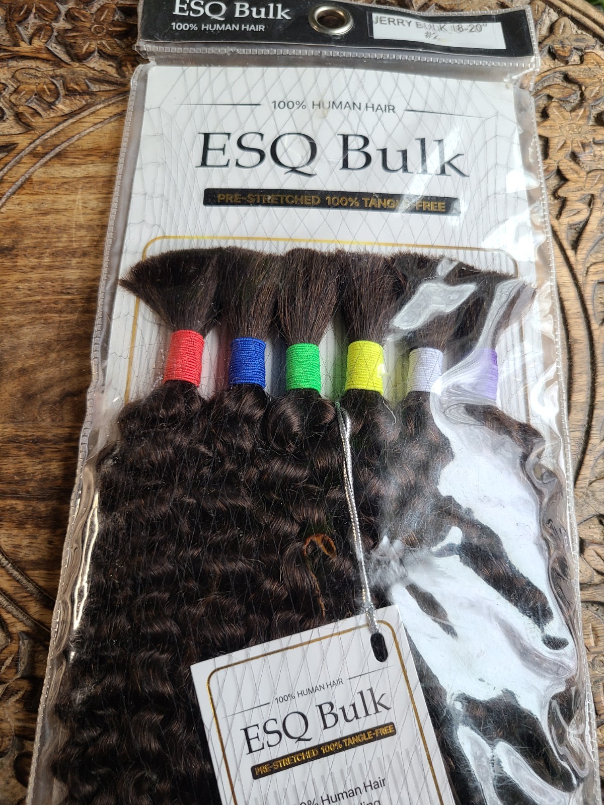 ESQ Remy 100% Human Hair Bulk Jerry Curl 18-20″ Color #2 Dark Brown Hair Trend