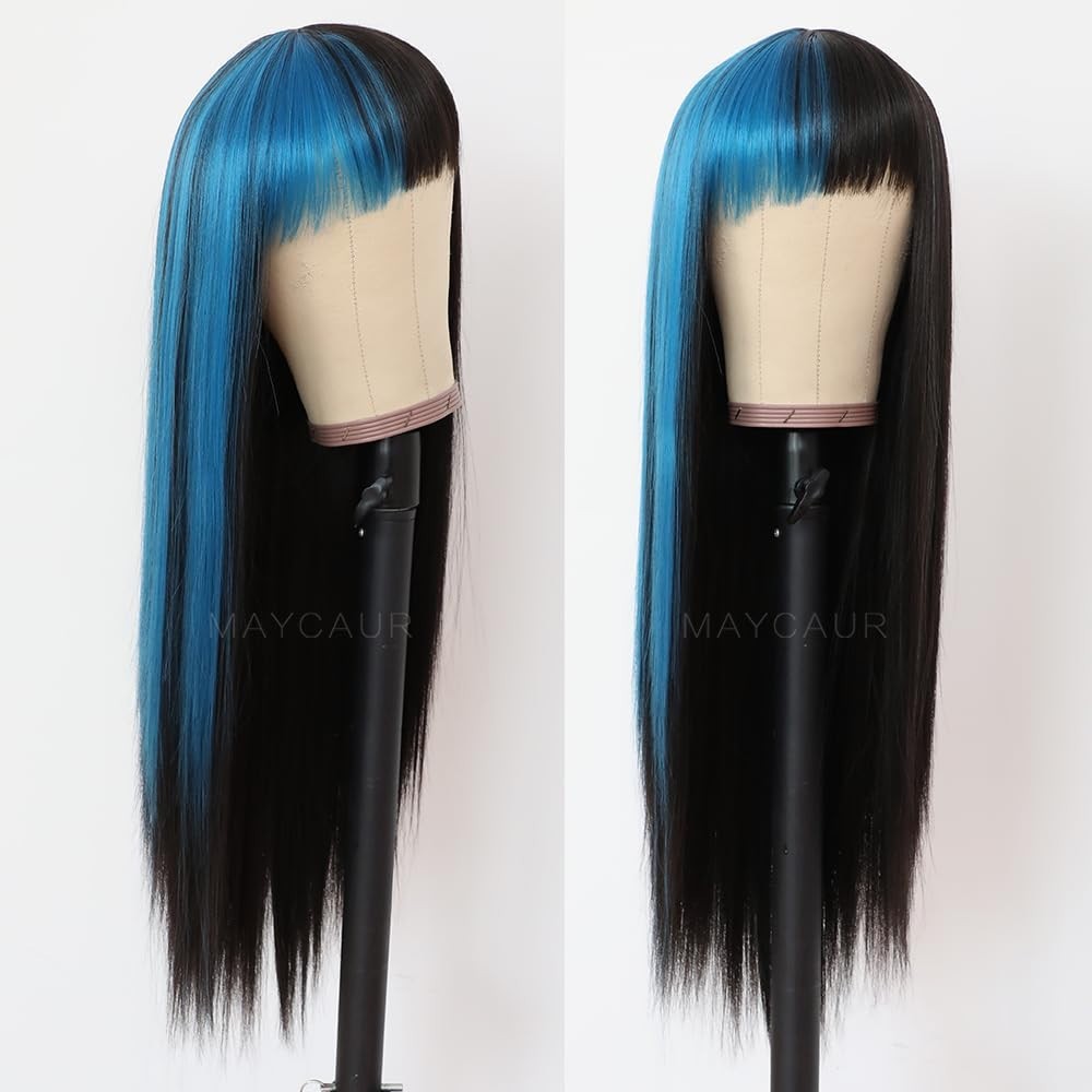 Glueless Black Blue Ombre Wig with Full Density’/