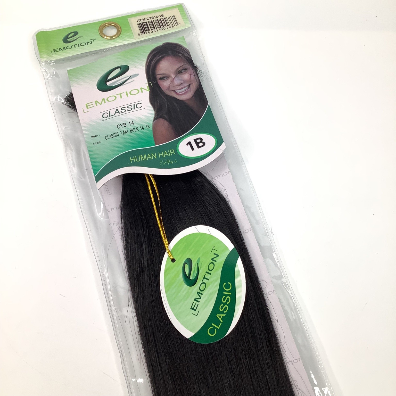 EMOTION CLASSIC Yaki Bulk Human Hair Extensions 1B 14-16 Inch