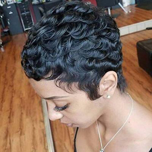 No Lace Pixie Cut Wig Brazilian Human Hair Wigs Wave Soft Natural Hair