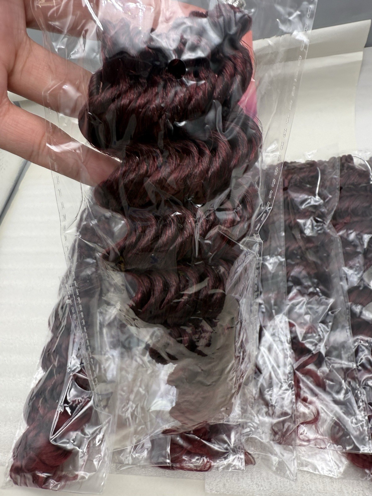 100% HandMade Deep Wave Crochet Hair Deep Curly Extensions 11″ Burgundy Red READ
