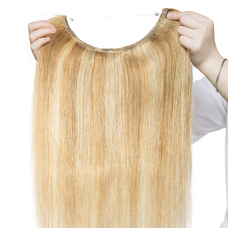 Thick Wire Hair Extensions Flip In 100% Remy Human Hair Hidden One Piece Weft US