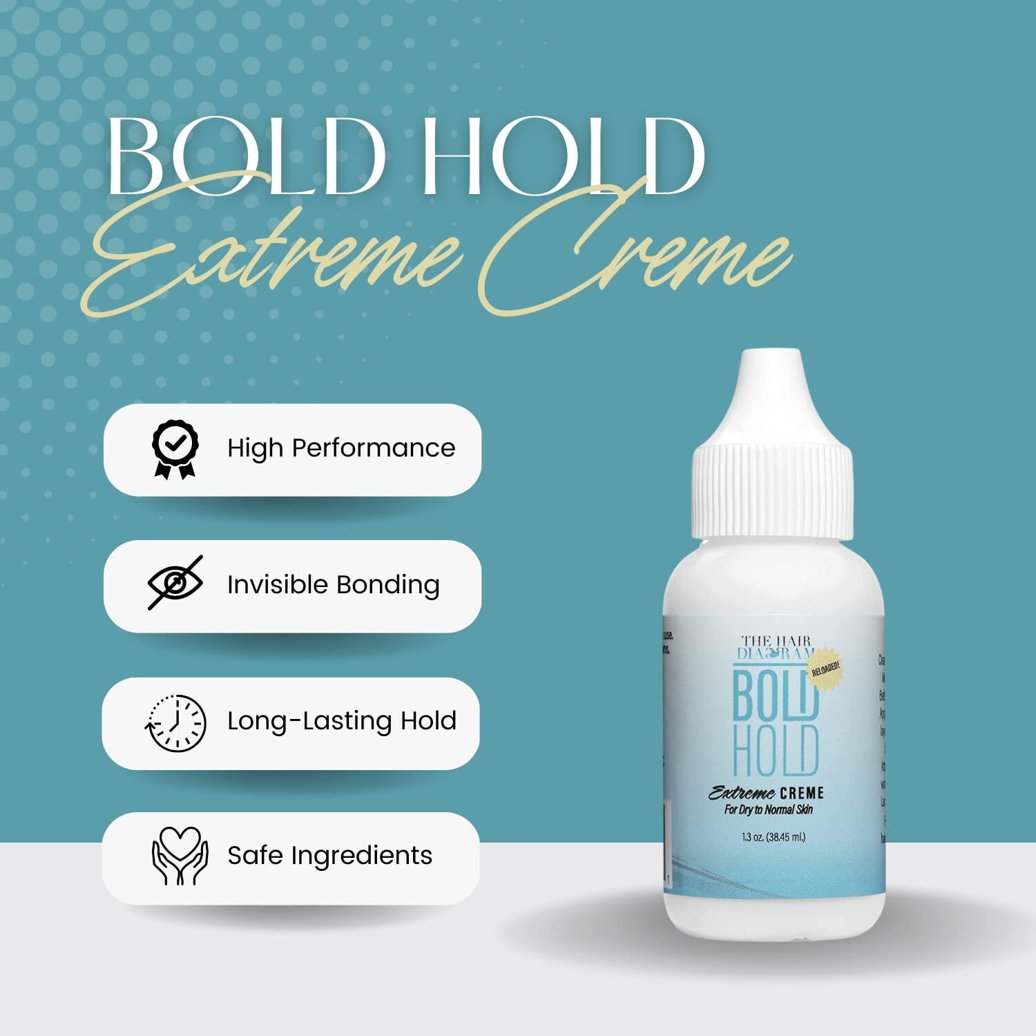 Bold Hold Extreme Creme – Reloaded Strong Hold Glue for Lace Front Wigs – 1.3 oz