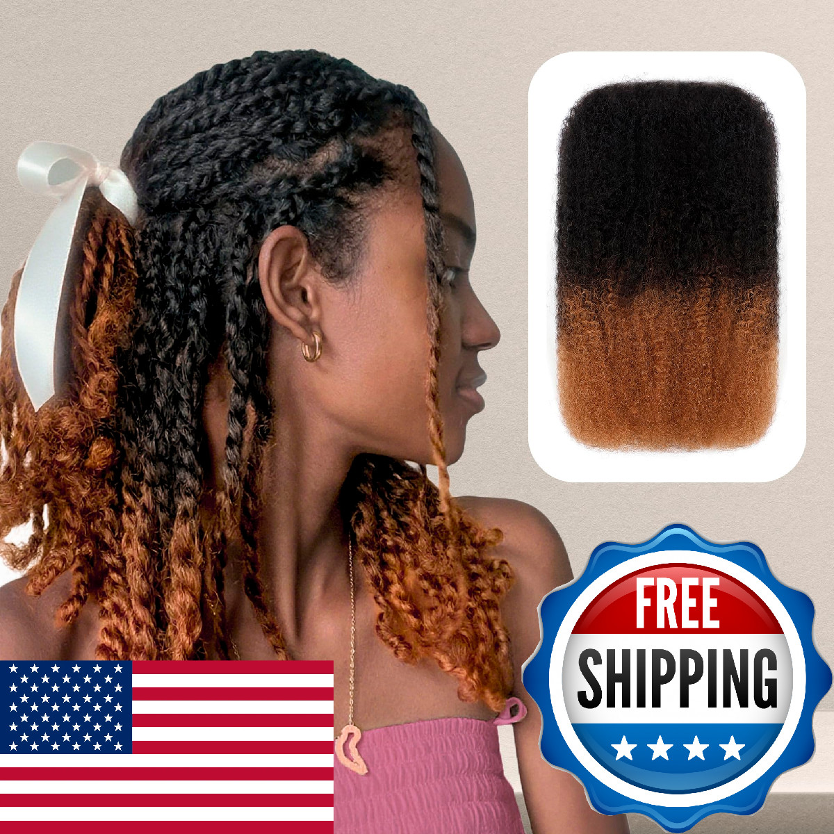 Mibeke Afro Kinky Bulk Human Hair 4C Afro Kinky-Curly Bulk Human Hair For Twist