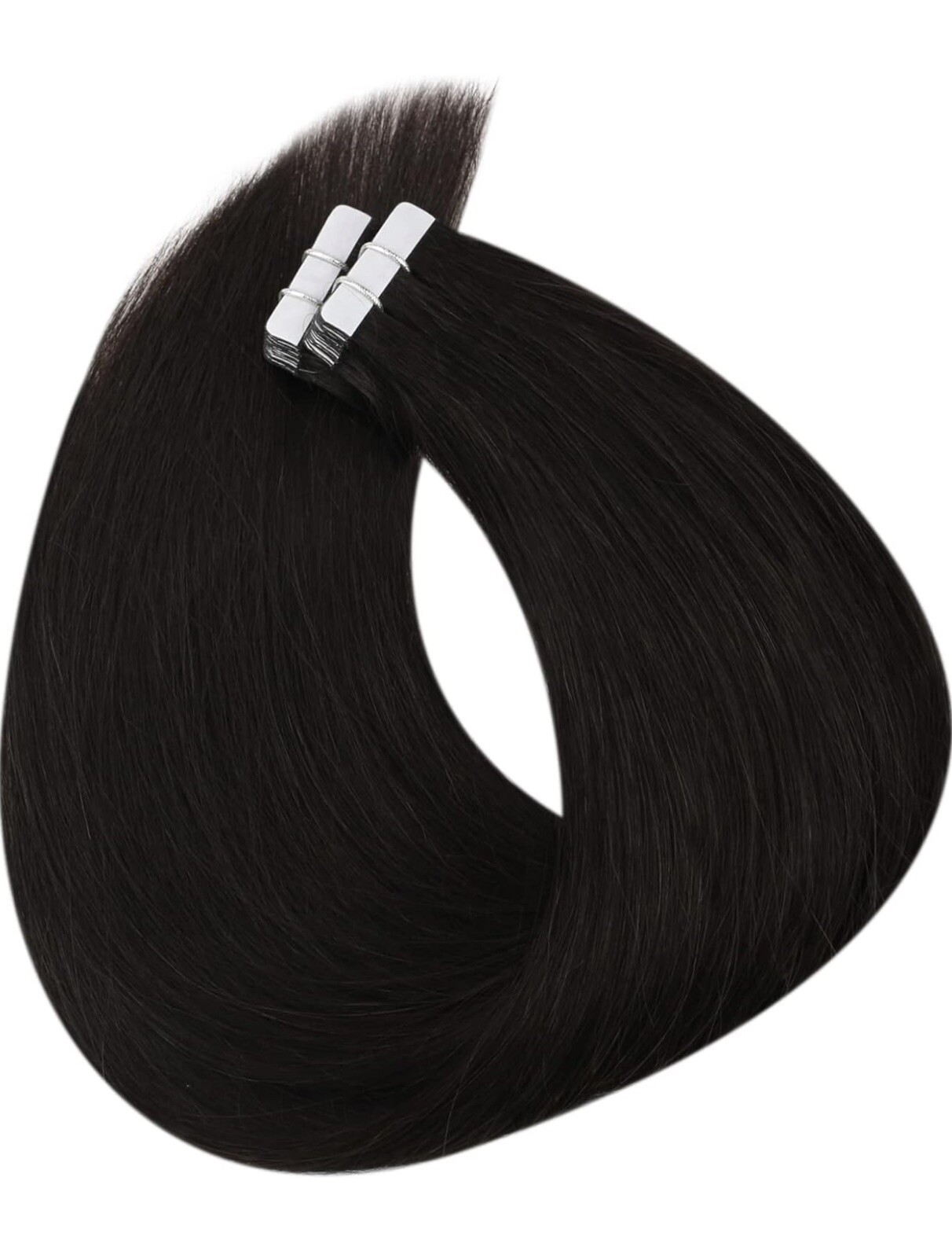 #1 BLACK Tape-In 24” 10pcs 25g 100% REMY Human Hair Extensions Seamless Weft