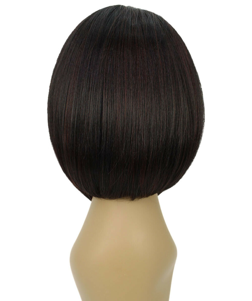 Straight 11 in 4X4 Hand Tied Lace Front Wig, Black with Auburn Highlights