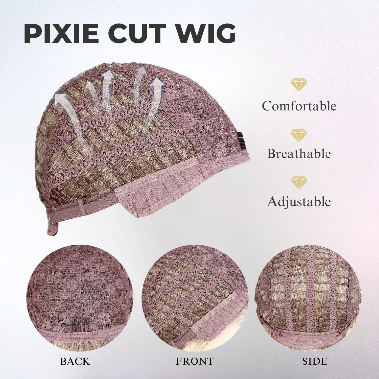 Short Blonde Pixie Cut Wig for White Women, Layered Ombre Blonde Synthetic Wi…