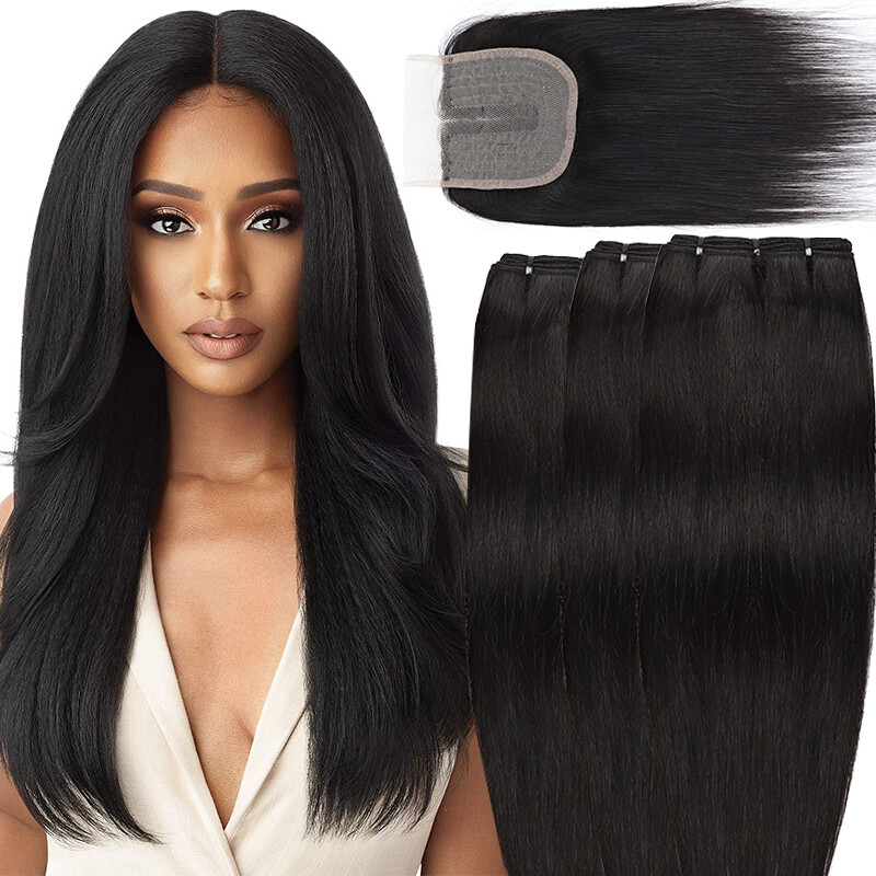 4×4 Straight T-Part Lace Closure, Virgin Human Hair, 8-30Inch, Bundle Weave Weft