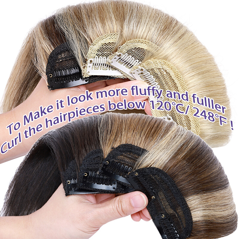 100% Human Hair Extensions Clip in Small Real Hairpiece for Adding Hair Volume
