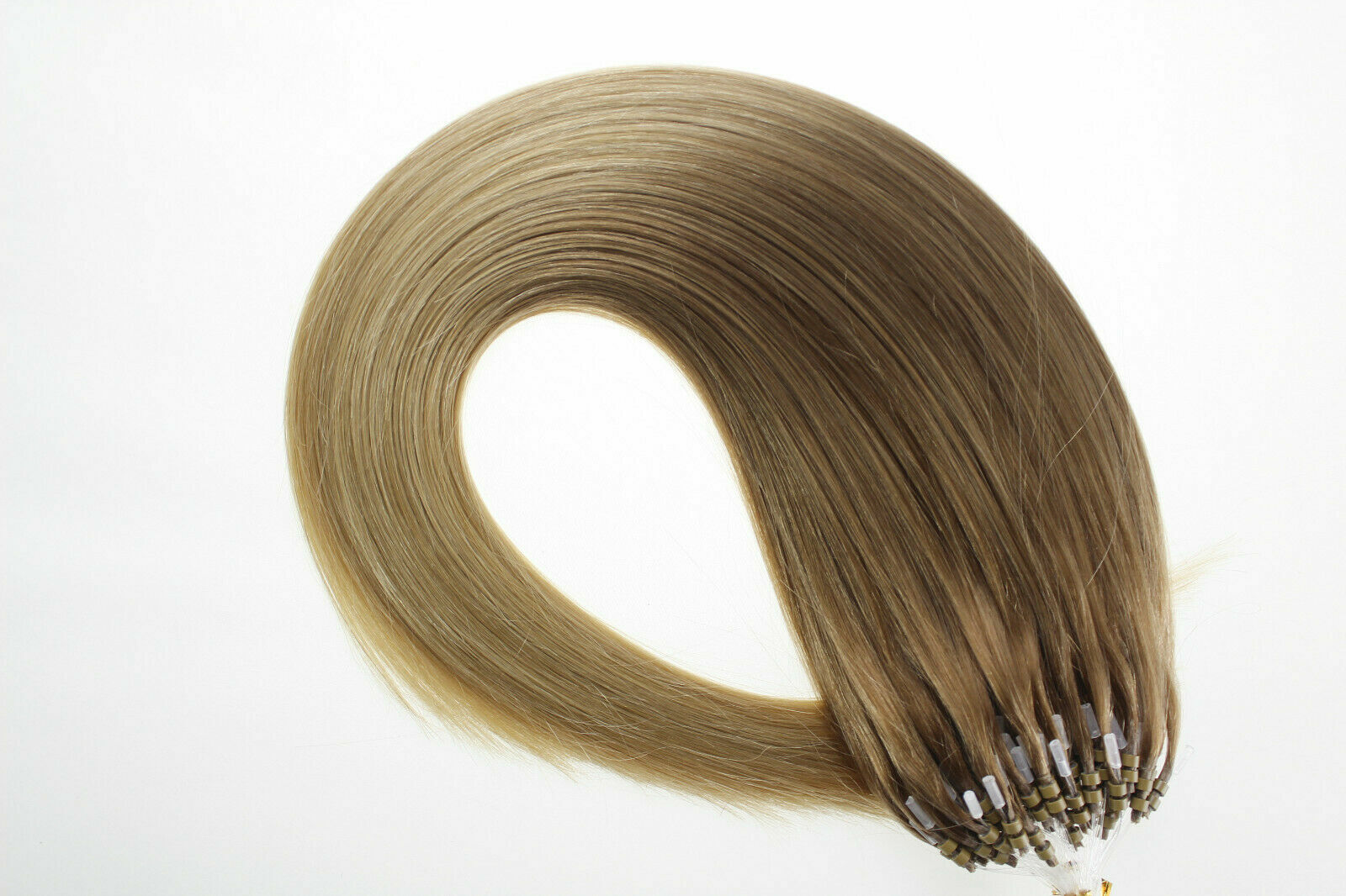 Pre-Looped Micro Ring Human Hair Extensions Silicone MicroBeads Link Full Head1g