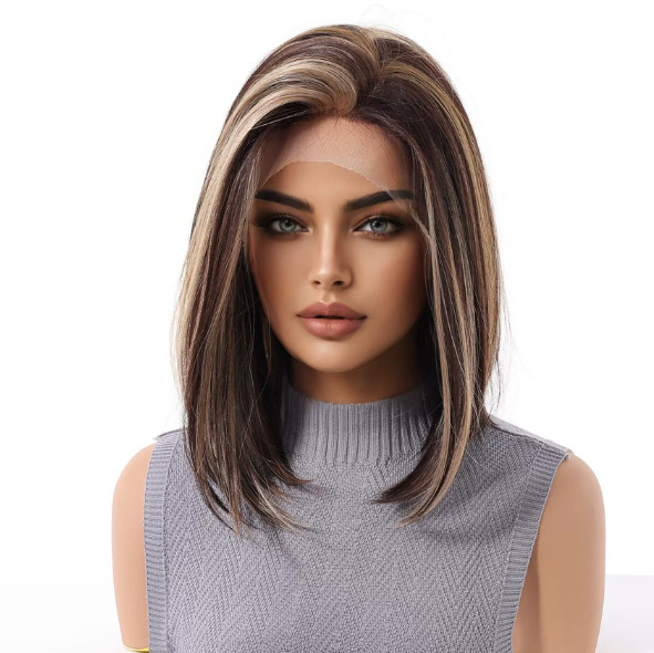 Kinky Curly Ash Blonde Lace Front Heat Resistant Fiber Wig Women Soft Natural
