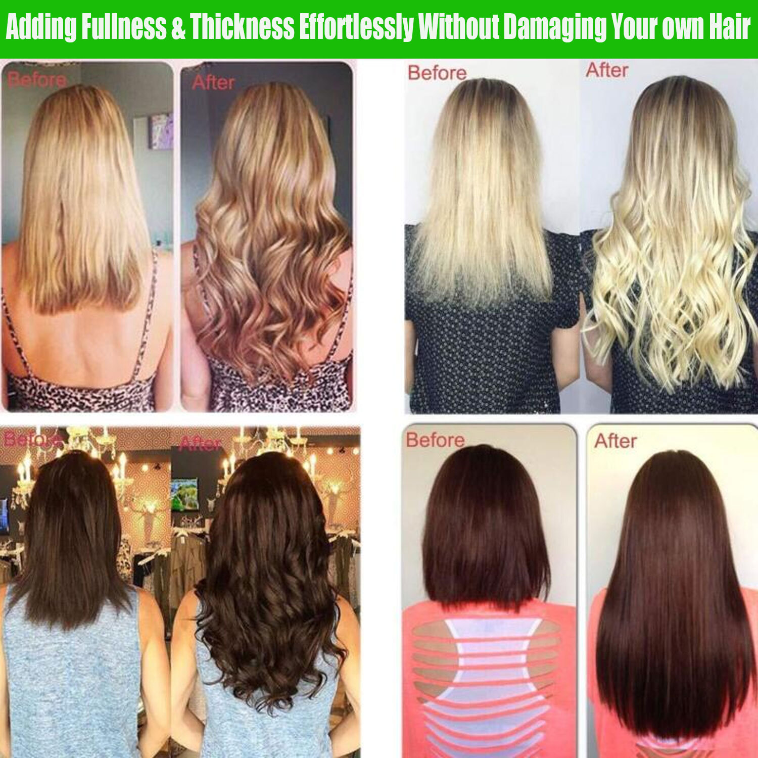 Ombre 100% Human Hair Extensions 8 Pieces Clip In Real Remy Hair 8PCS FULL HEAD