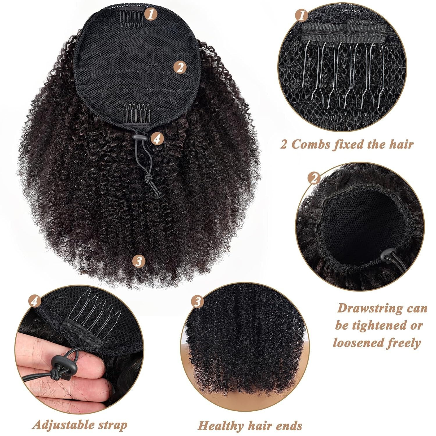 Clip In Ponytail Extension – 4C Afro Kinky Curly